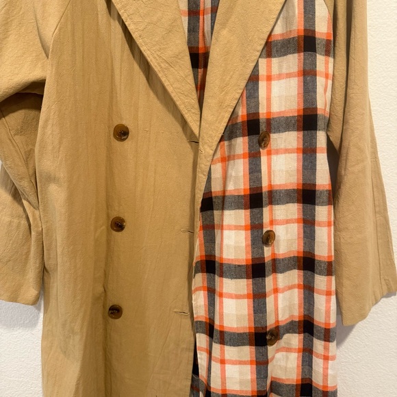 Boutique style 2 tone patchwork plaid Christy Dawn style trench coat - Picture 4 of 8